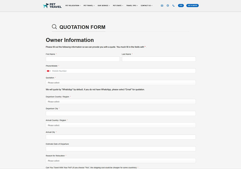 Pet Travel Form